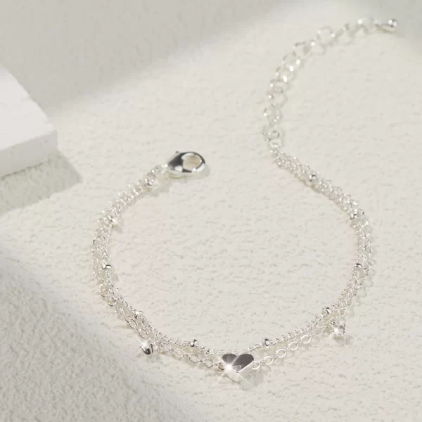 Layer Chain 925 Sliver Plated CZ Anklet