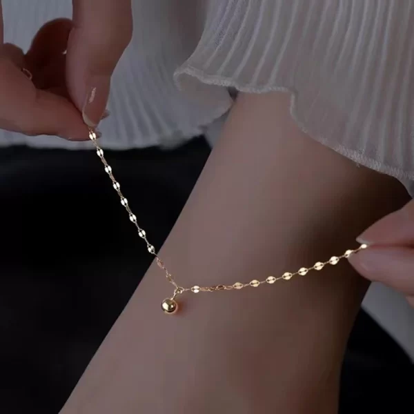 Women's Silver/Gold Colour Flat Chain Beads Anklet